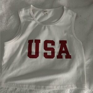 shein 11-12youth white usa shirt